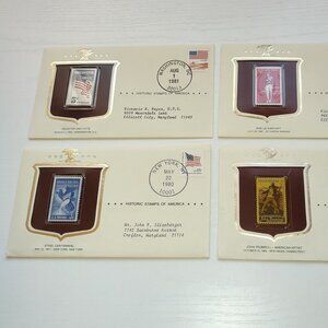 Lot 4 Pcs Encapsulated Stamps FDC Anniversary Plane Earhart Flag Steel Trumbull